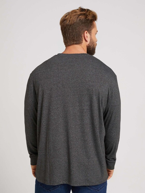 Langarmshirt in Melange-Optik - Männer - offwhite black grindle Langarmshirt in Melange-Optik - Männer - offwhite black grindle - 2 - Men Plus