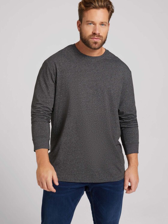 Langarmshirt in Melange-Optik - Männer - offwhite black grindle Langarmshirt in Melange-Optik - Männer - offwhite black grindle - 5 - Men Plus