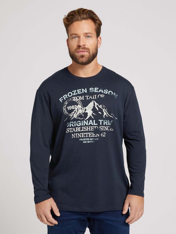 Langarmshirt mit Print - Männer - Sky Captain Blue Langarmshirt mit Print - Männer - Sky Captain Blue - 1 - Men Plus