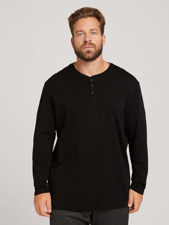 Henley Langarmshirt - Männer - Black Henley Langarmshirt - Männer - Black - 1 - Men Plus