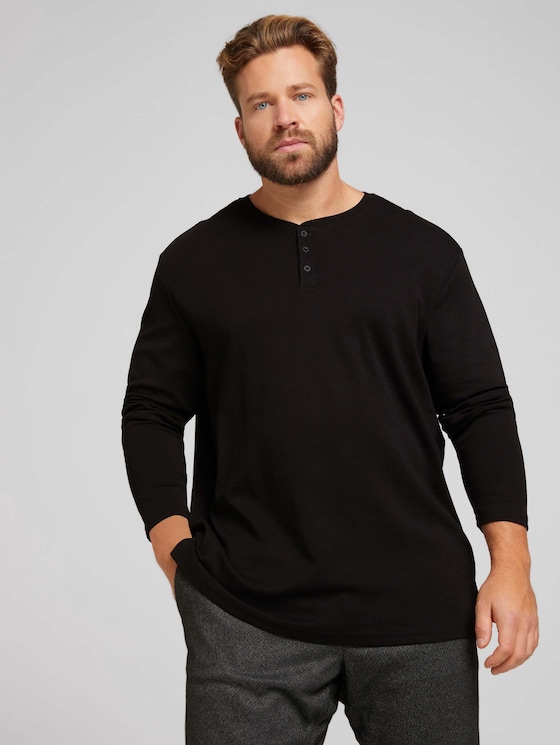 Henley Langarmshirt - Männer - Black Henley Langarmshirt - Männer - Black - 5 - Men Plus