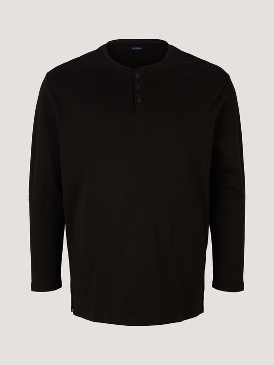 Henley Langarmshirt - Männer - Black Henley Langarmshirt - Männer - Black - 7 - Men Plus
