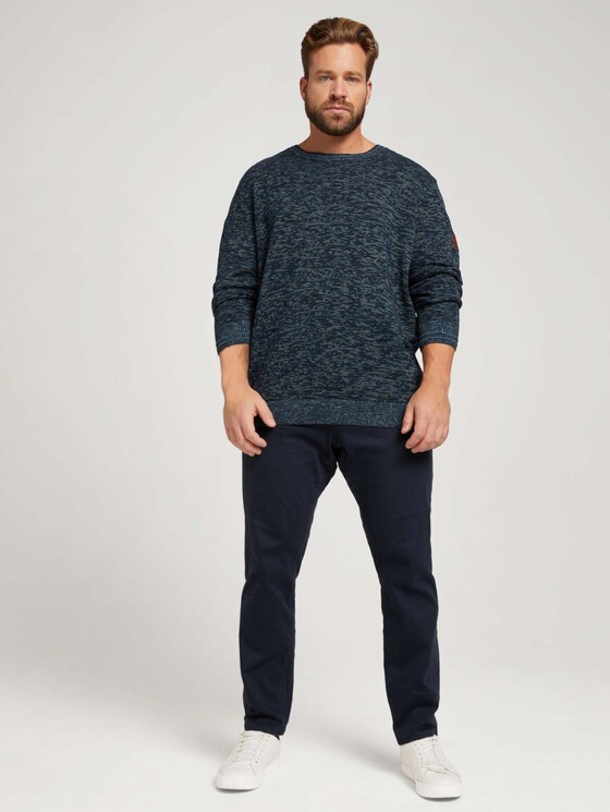Organic cotton jumper - Men - navy blue shades structure Organic cotton jumper - Men - navy blue shades structure - 3 - Men Plus