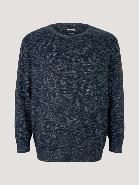 Organic cotton jumper - Men - navy blue shades structure Organic cotton jumper - Men - navy blue shades structure - 7 - Men Plus