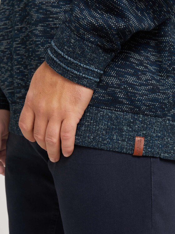 Organic cotton jumper - Men - navy blue shades structure Organic cotton jumper - Men - navy blue shades structure - 9 - Men Plus