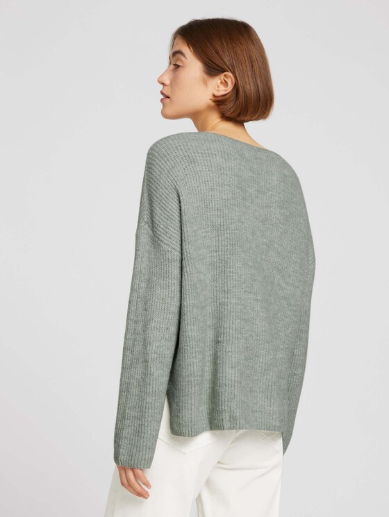 Pullover mit V-Ausschnitt - Frauen - soft greyish green melange Pullover mit V-Ausschnitt - Frauen - soft greyish green melange - 2 - TOM TAILOR Denim