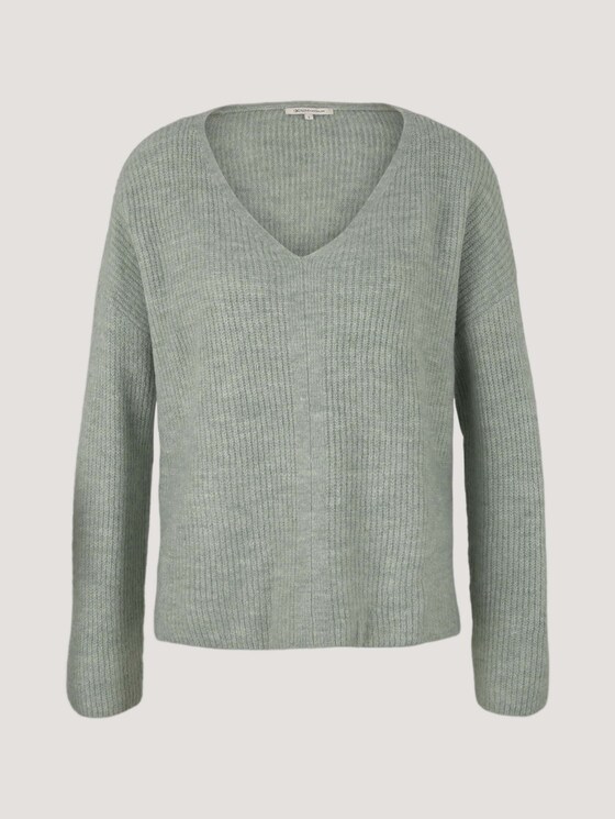 Pullover mit V-Ausschnitt - Frauen - soft greyish green melange Pullover mit V-Ausschnitt - Frauen - soft greyish green melange - 7 - TOM TAILOR Denim