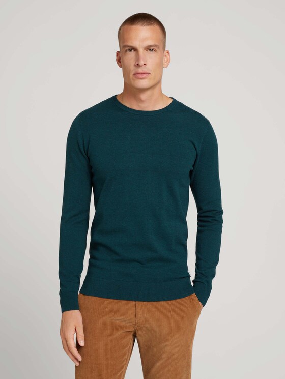 Basic Pullover im Doppelpack - Männer - sapphire green melange Basic Pullover im Doppelpack - Männer - sapphire green melange - 1 - TOM TAILOR
