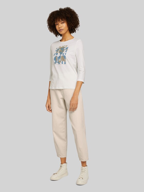 3/4-sleeved print shirt with organic 