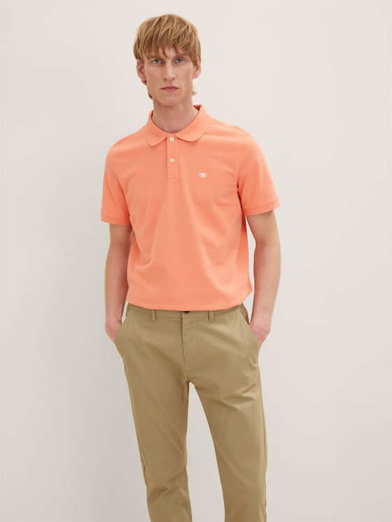 Katoenen piqué polo door Men, Wild Coral