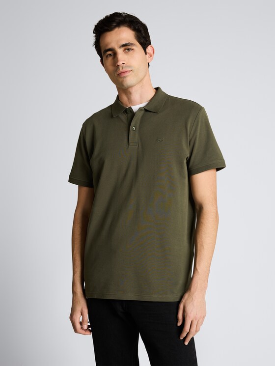 Piqué Poloshirt mit Logo-Stickerei von Men, deep leaf green
