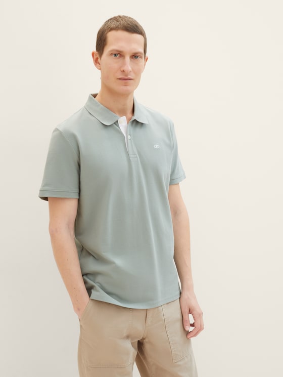 Piqué Poloshirt mit Logo-Stickerei von Men, iced grey mint