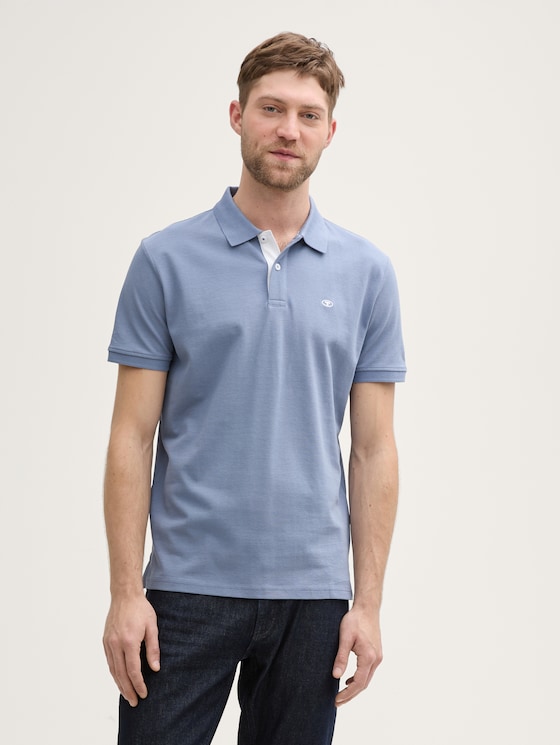 Katoenen piqué polo door Men, dove blue