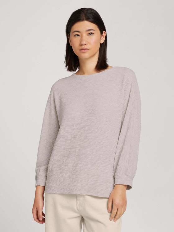 Strukturiertes Shirt mit LENZING™ ECOVERO™ - Frauen - cold beige melange Strukturiertes Shirt mit LENZING™ ECOVERO™ - Frauen - cold beige melange - 1 - TOM TAILOR