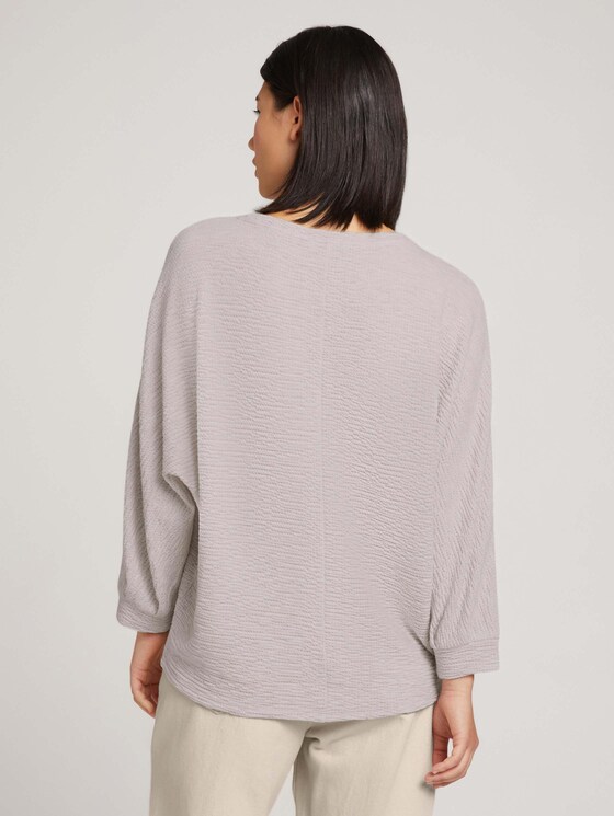 Strukturiertes Shirt mit LENZING™ ECOVERO™ - Frauen - cold beige melange Strukturiertes Shirt mit LENZING™ ECOVERO™ - Frauen - cold beige melange - 2 - TOM TAILOR