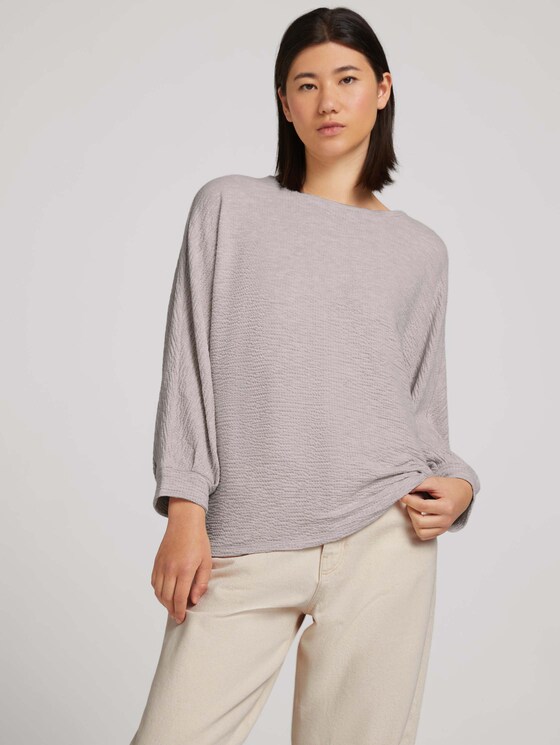 Strukturiertes Shirt mit LENZING™ ECOVERO™ - Frauen - cold beige melange Strukturiertes Shirt mit LENZING™ ECOVERO™ - Frauen - cold beige melange - 5 - TOM TAILOR