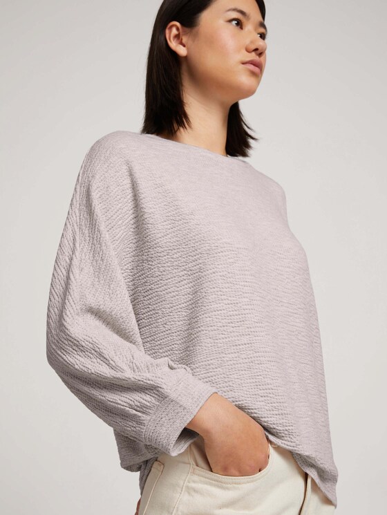Strukturiertes Shirt mit LENZING™ ECOVERO™ - Frauen - cold beige melange Strukturiertes Shirt mit LENZING™ ECOVERO™ - Frauen - cold beige melange - 9 - TOM TAILOR
