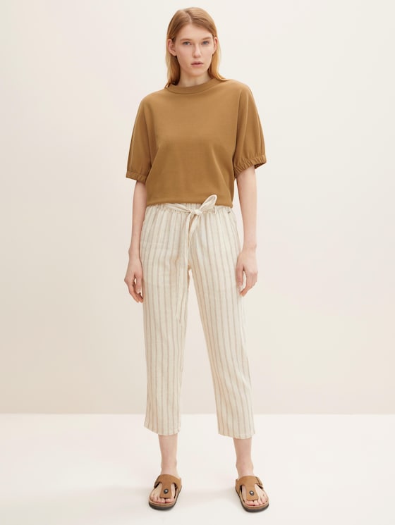 Fabric trousers with linen