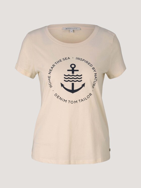 T-Shirt mit Logo-Print aus nachhaltiger Baumwolle - Frauen - soft creme beige T-Shirt mit Logo-Print aus nachhaltiger Baumwolle - Frauen - soft creme beige - 7 - TOM TAILOR Denim
