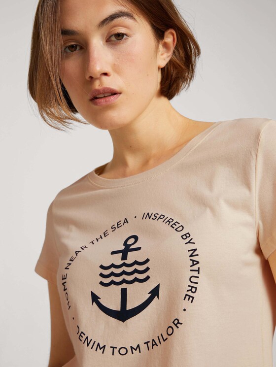 T-Shirt mit Logo-Print aus nachhaltiger Baumwolle - Frauen - soft creme beige T-Shirt mit Logo-Print aus nachhaltiger Baumwolle - Frauen - soft creme beige - 9 - TOM TAILOR Denim