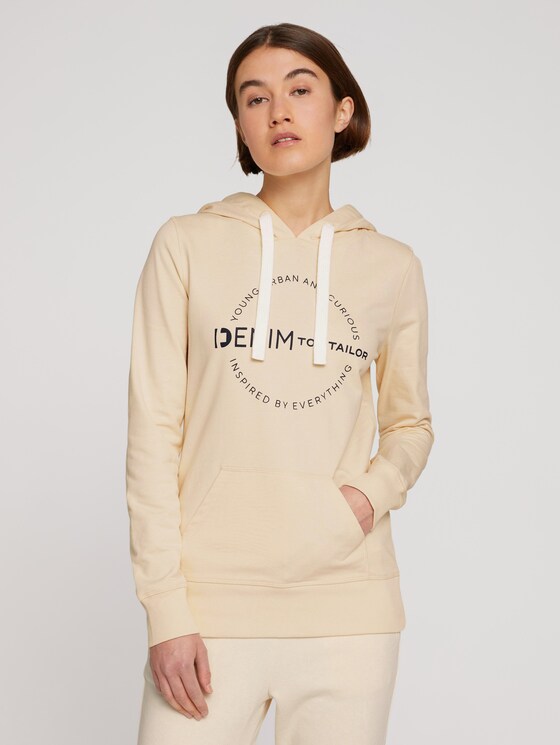 Hoodie mit Logo-Print - Frauen - soft creme beige Hoodie mit Logo-Print - Frauen - soft creme beige - 1 - TOM TAILOR Denim