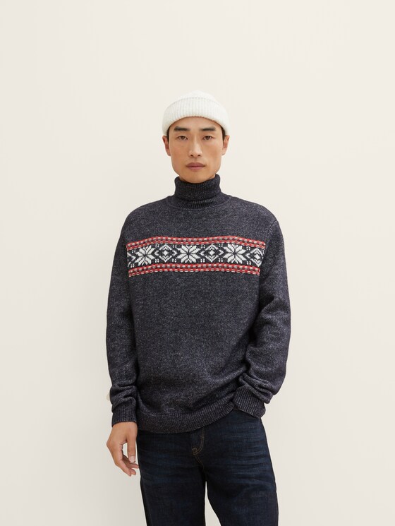Gemusterter Rollkragenpullover
