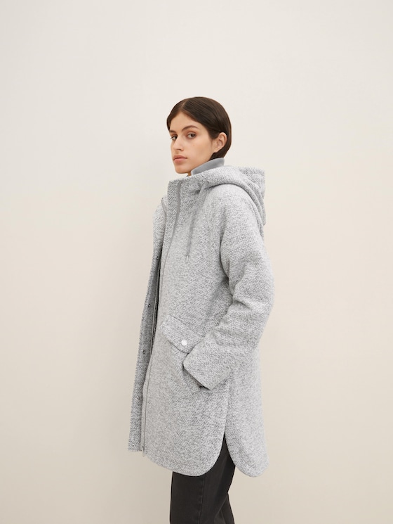 Hooded coat with texture