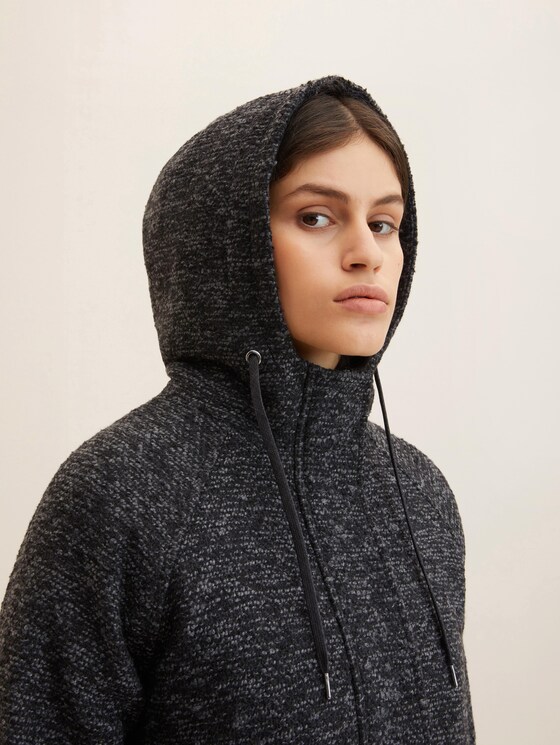 Hooded coat with texture
