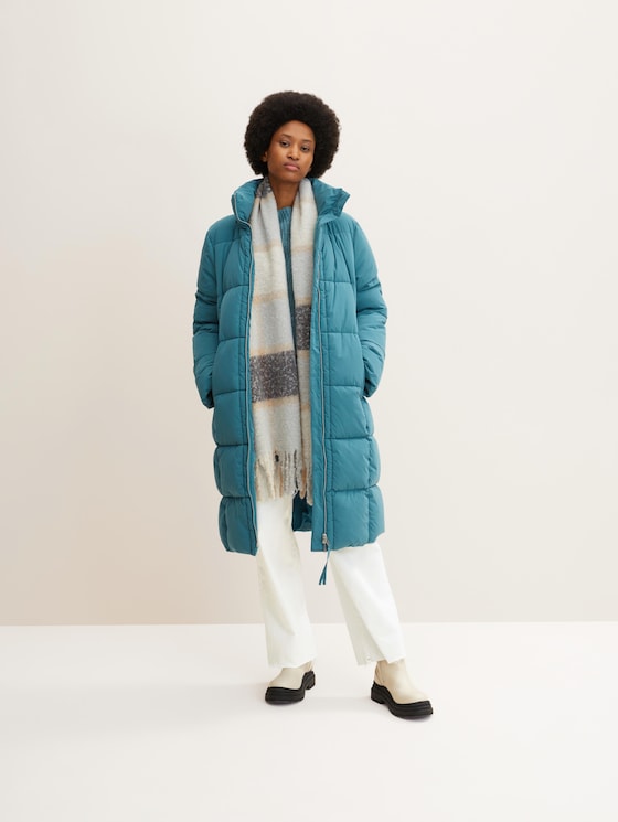 Regular-fit quilted coat with a detachable scarf - REPREVE Our Ocean