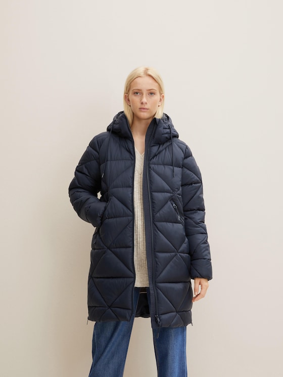 Quilted coat with a removable hood - REPREVE Our Ocean