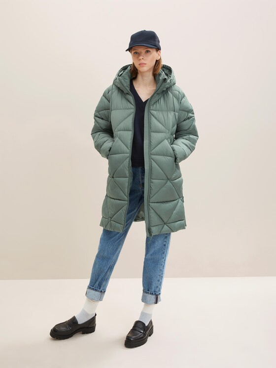 Quilted coat with a removable hood - REPREVE Our Ocean
