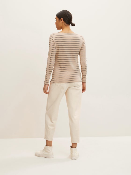 Overhemd met lange mouwen en strepen door Women, beige anthracite stripe