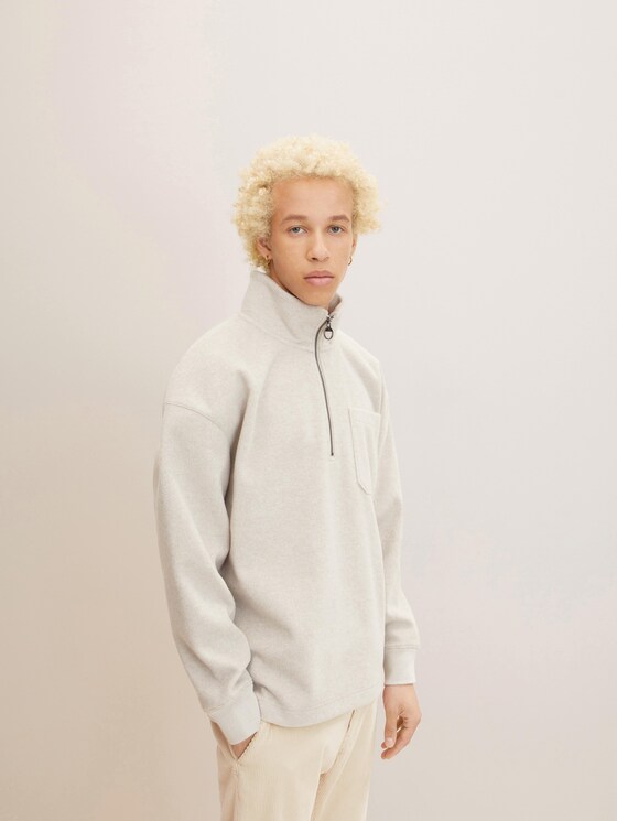 Sweatshirt mit Troyer Kragen