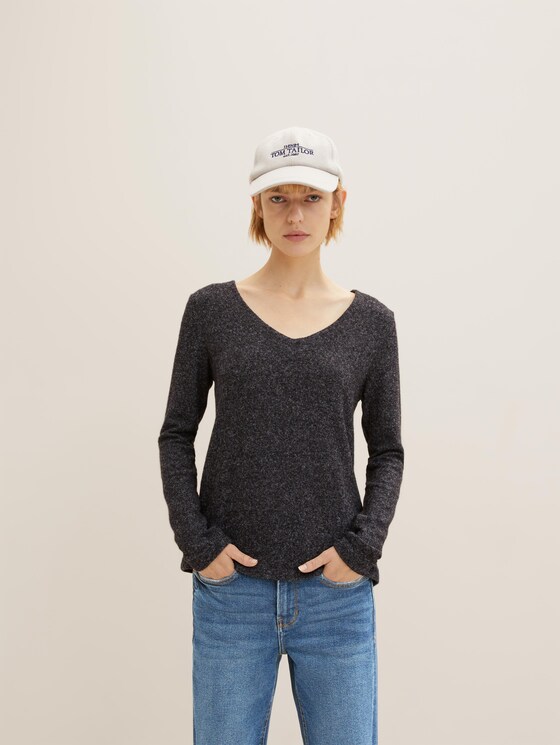 Langarmshirt mit V-Ausschnitt