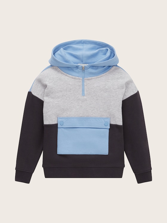 Troyer hoodie with colour blocking 