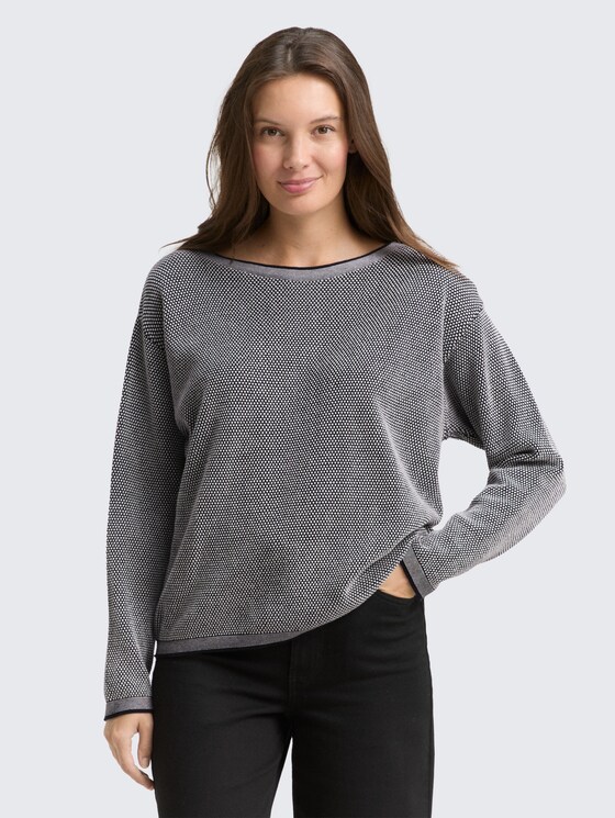 Loose Fit Strickpullover aus Bio-Baumwolle von Women, navy bubble structure