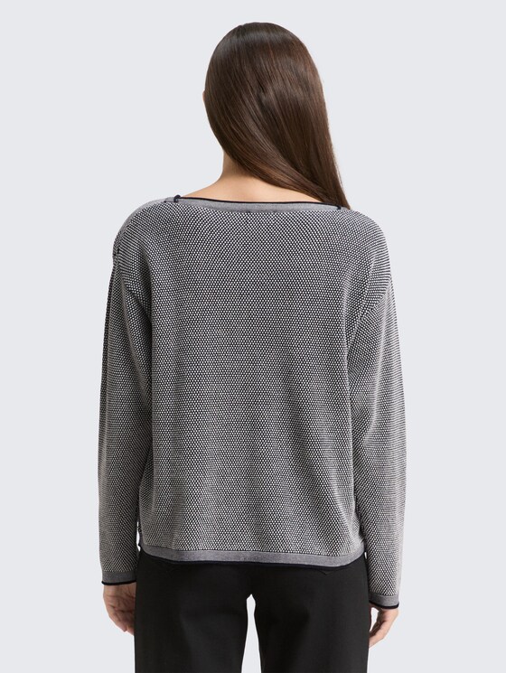 Losvallende gebreide trui van biologisch katoen door Women, navy bubble structure