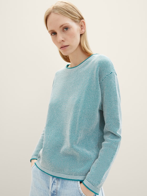 Pull en maille ample en coton biologique par Women, teal bubble structure