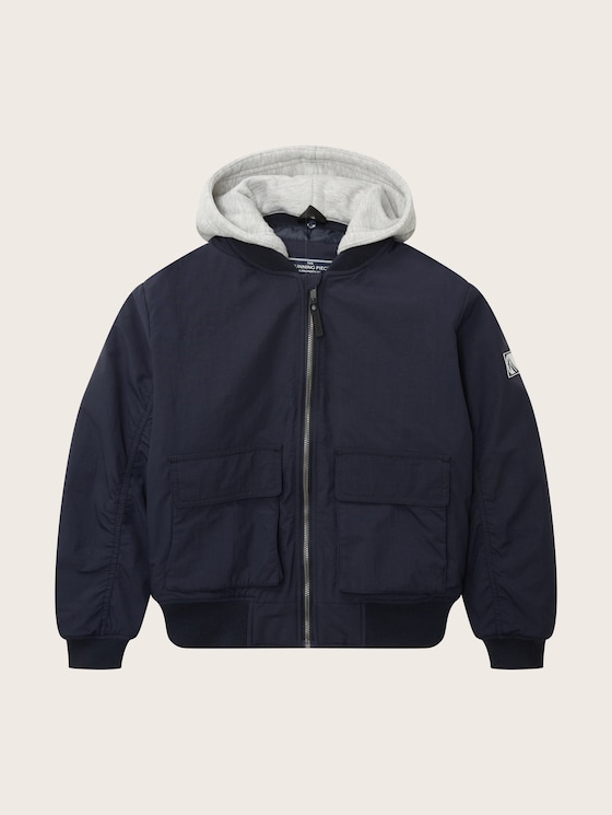 Bomber jacket with a detachable hood - REPREVE Our Ocean