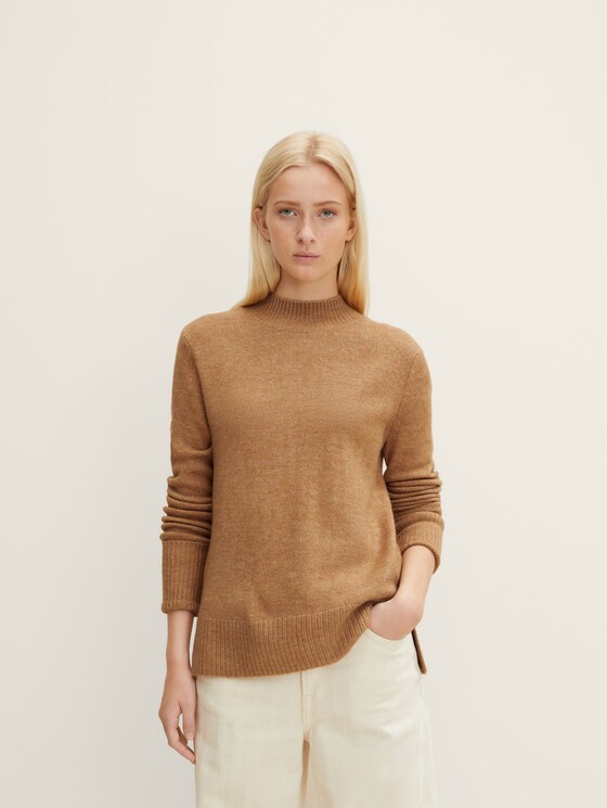 Strickpullover mit Stehkragen
