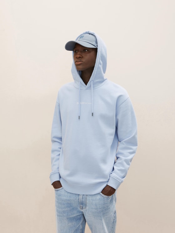 Sweat à capuche avec teneur en coton bio par Denim Male, Brunnera Blue