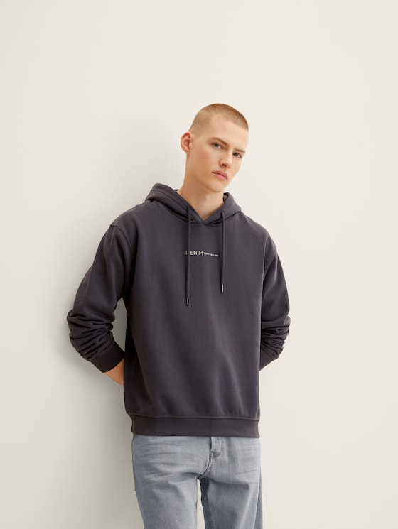 Sweat à capuche avec teneur en coton bio par Denim Male, coal grey