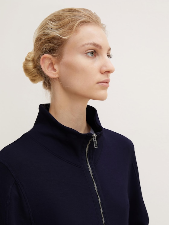 Sweat jacket with a stand-up collar