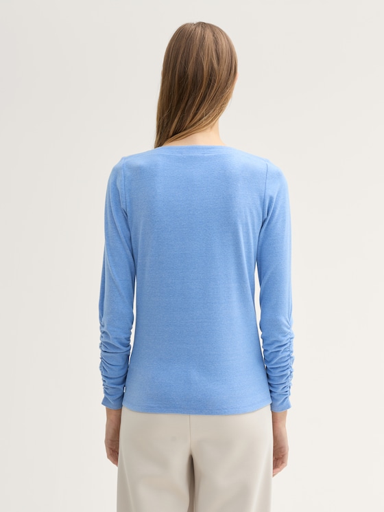 Long-sleeved T-shirt with a submarine neckline by Denim Female, sicilian blue melange