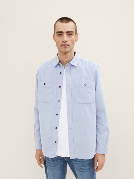 Corduroy shirt with patch chest pockets