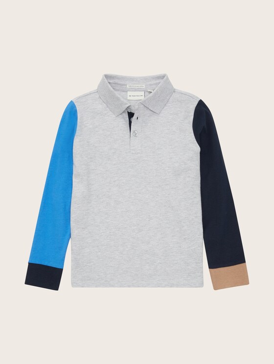 Long-sleeved polo shirt with colour blocking