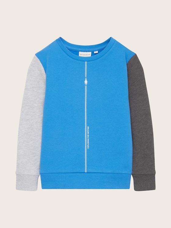 Sweatshirt met colour blocking en print door Mini Boys, Strong Palace Blue