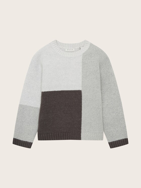 Knitted sweater with colour blocking 