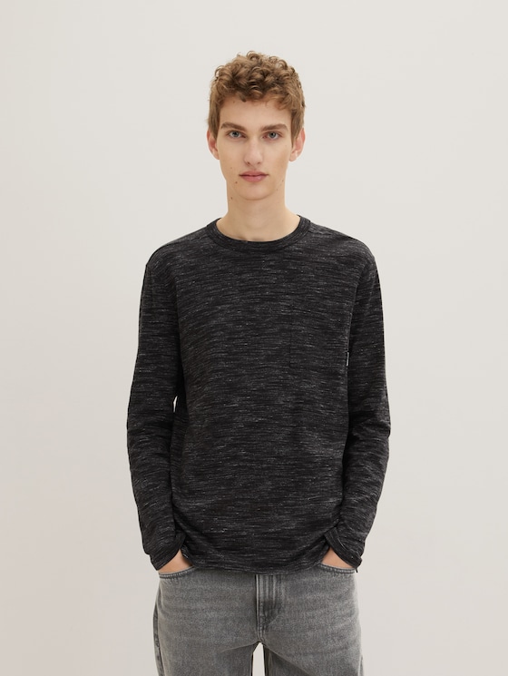 Lange mouwen shirt in melange look door Denim Male, black new space dye