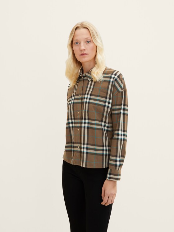 Loose-fit shirt blouse in a check pattern 